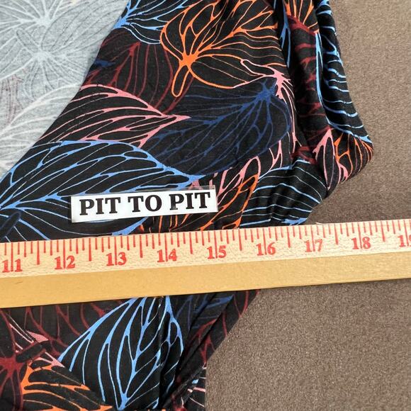 Mexicali Blues Shelby Faux Wrap Dress Black Leaf Print Slight Stretch Size Small - Picture 7 of 12